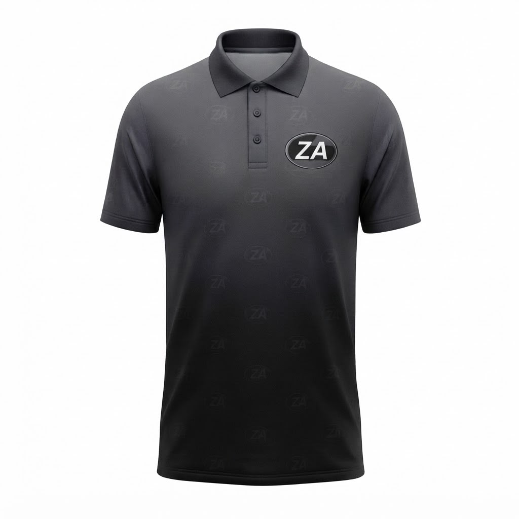 ZA Leisurewear sublimated sample polo, close detail
